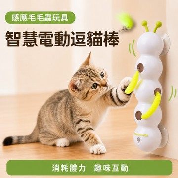 【臺灣現貨】逗貓玩具 感應毛毛蟲玩具 貓咪玩具 貓咪毛毛蟲玩具 感應玩具 寵物玩具 消耗體力 自嗨解悶 電動貓咪玩具