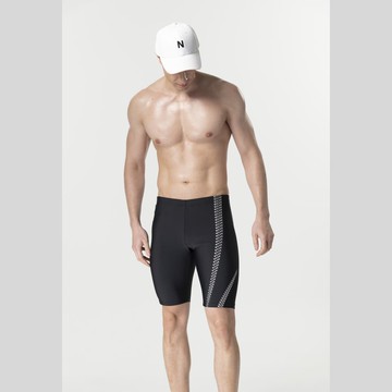 莫妮娜 台灣製 大男 玩水必備 七分泳褲 黑 -L