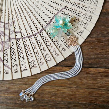 流水髮夾(綠+金粉款)