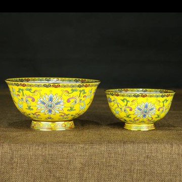 景德鎮陶瓷碗仿古高腳碗4.5英寸6飯碗防燙福壽碗骨瓷面碗纏枝蓮