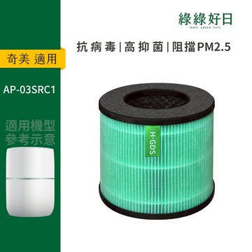 適用 Chimei奇美 AP-03SRC1 HEPA抗菌濾芯 顆粒活性碳 複合式濾網 綠綠好日