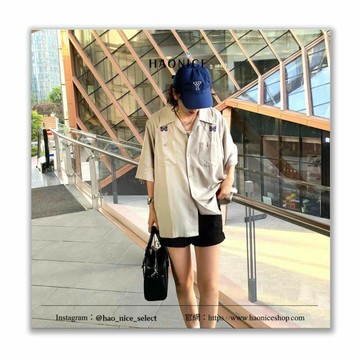 【HAO NICE】 NEEDLES x STUDIOUS 聯名款短袖襯衫 蝴蝶刺繡 復古 鈕扣