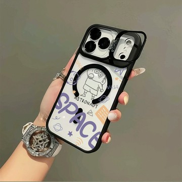 創意線條小新 磁吸無線充 iPhone 13 Pro Max 12 蘋果 11 pro i11 護鏡支架 保護殼 手機殼