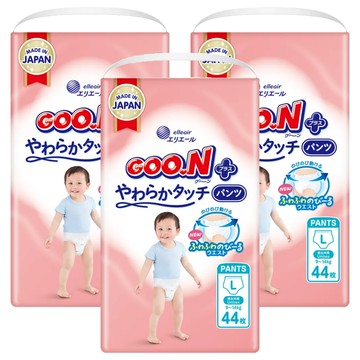 GOO.N 大王 日本境內版 SJ柔觸肌系列褲型尿布 9~14kg  132片  L