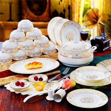 碗碟套裝家用景德鎮骨瓷餐具套裝盤子陶瓷碗碗筷喬遷碗具2023新款