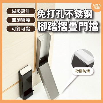 🇹🇼台灣出貨 免打孔不銹鋼腳踏摺疊門擋 門擋 門檔 門扣 門止 無痕免釘 阻門器 隱形門牆吸 防撞降噪 靜音門擋 護角