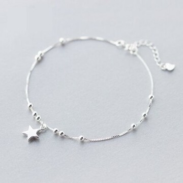925純銀腳鍊銀飾-時尚光面星星造型生日情人節禮物女飾品73do21【獨家進口】【米蘭精品】