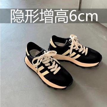 阿甘鞋2023年爆款秋冬加絨小香風內增高厚底板鞋女運動休閑老爹鞋