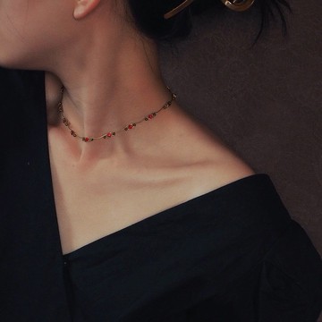 古典藤蔓 紅色鋯石項鍊/頸鏈