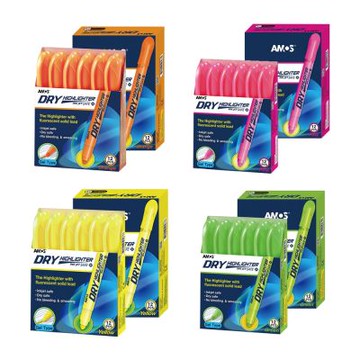 韓國AMOS 果凍螢光筆 橘/粉/黃/綠色 單色12支一盒