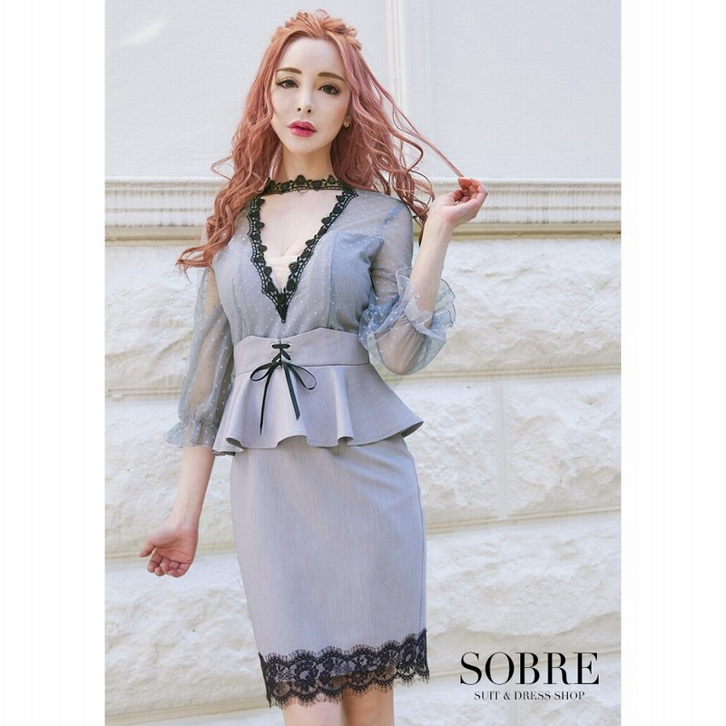 キャバドレス ナイトドレス パーティードレス キャバクラ クラブ 結婚式 二次会 大きいサイズ ドットチュールペプラムワンピース 通販 Lineポイント最大0 5 Get Lineショッピング