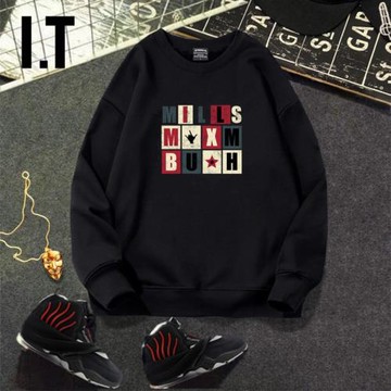 香港潮牌秋冬新款圓領衛衣男寬松加絨加厚外套印花套頭打底衫上衣