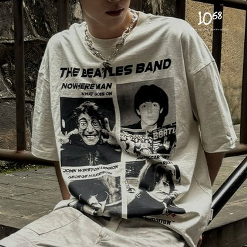 『1068』美式高街 人像字母印花 短袖 T恤 寬鬆 廓形 痞帥感上衣 【A91714】