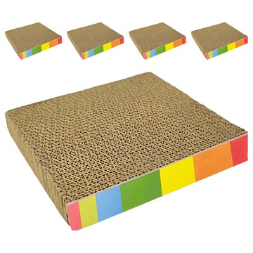 貓抓板  雙面可用  防脫邊設計  封膜包裝  天然玉米膠  正方形  5個  21 x 21 x 3.3cm