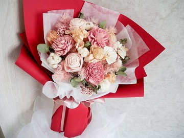 中大型粉色乾燥花束【真摯】畢業花束/求婚/生日/客製化