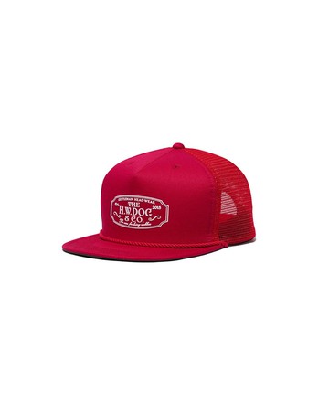H.W.Dog&Co. Mesh Trucker Cap斜紋布絨面網眼卡車帽(紅Red)
