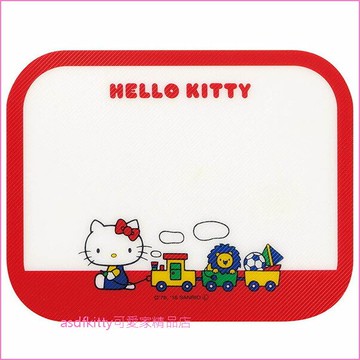 asdfkitty可愛家☆KITTY拉玩具車超迷你薄型切菜板/砧板-切麵包.水果.擀水餃皮.黏土工作墊-日本正版商品