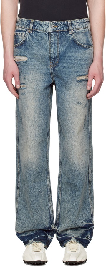 Represent 蓝色 R3 Distressed Baggy 牛仔裤