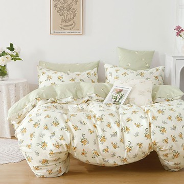 床包枕套組-單人 / 精梳純棉二件式 / 溫馨黃玫 台灣製