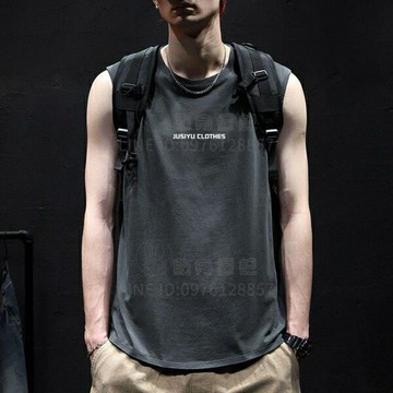 背心t恤美式運動無袖男寬鬆休閒大碼胖子籃球坎肩體恤上衣【倪醬小鋪】