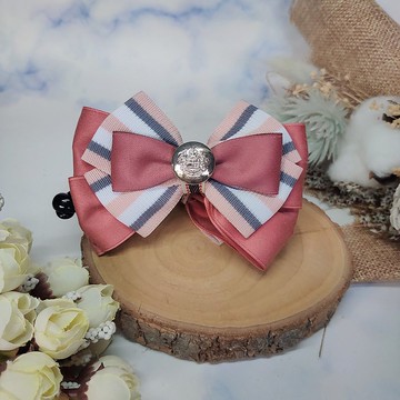 粉色條紋香蕉夾鯊魚夾彈簧夾- 貴族風