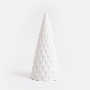 奧可利LED陶瓷擺飾20.5cm 菱格紋錐形聖誕樹