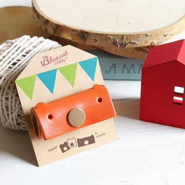 橘紅色 常見的Loopy 真皮革手工耳機集線器