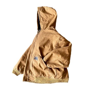 --兩光師選物--卡其色口袋小標內鋪棉連帽工裝外套