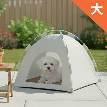 可拆洗四季可用透氣舒適寵物圓頂帳篷 灰色(大)