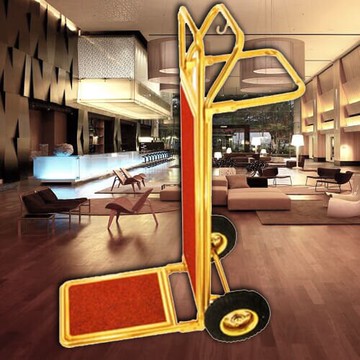 【企隆 圍欄 飯店用品】 行李車 飯店 旅館 民宿 行李架 H302T 手推行李車(鍍鈦 紅毯)