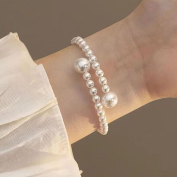 免運🔥爆款法式小香風溫柔氣質珍珠手鐲手環手鍊女小衆設計感禮物銀飾 手鍊 可調整手鍊 招財手鍊 轉運手鍊  手鏈 手環