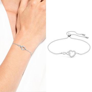 SWAROVSKI 施華洛世奇 Infinity 無限符號與心形水晶 可調節式手鍊(5524421)