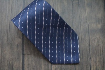 深藍色銀線真絲領帶商務紳士tie