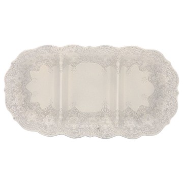 義大利VBC casa-手工浮雕蕾絲系列 40x22cm三格點心盤(米白色)