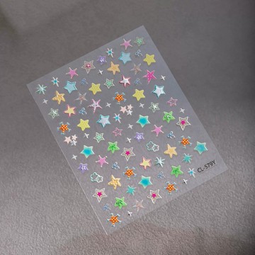 🚚台灣出貨🚚 新款多巴胺星星美甲貼紙浮雕彩色五角星馬卡龍星芒指甲立體甜美貼