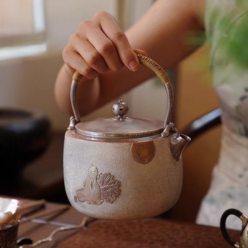 尚幀品 玉兔百財一體銀壺 足銀純手工 1000cc