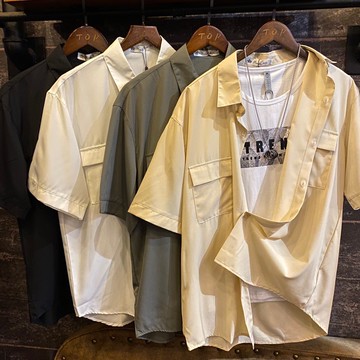 TOP_KOREA 素面休閒短襯 C119