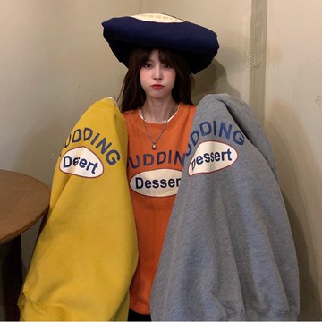 今年流行加絨衛衣女2021年新款洋氣秋冬中長款慵懶風字母印花外套