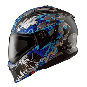 ZEUS 瑞獅 ZS-613H/613 彩繪 AJ48 消光黑藍 內墨鏡 眼鏡溝 耳機槽 全罩 半罩 3/4罩 安全帽