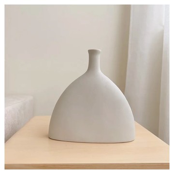 侘寂風陶瓷花瓶擺件 三角扁款  18 x 16.5 x 3cm
