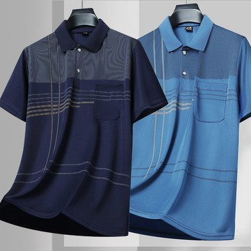 ✨台灣新品🎈新款口袋中老年男士短袖抗菌夏季清涼爸爸夏裝夏季polo中年上衣