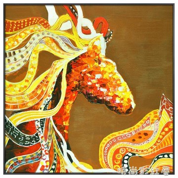 美式馬玄關裝飾畫北歐風格餐廳客廳沙發背景牆掛畫過道走廊壁畫