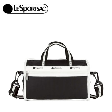 |快速出貨|Lesportsac MINI DUFFEL CROSSBODY 迷你筒狀肩背包 -滾邊夜幕黑