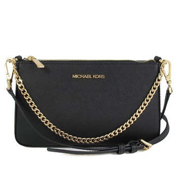 MICHAEL KORS JET SET TRAVEL 金字LOGO黑色防刮皮革兩用包