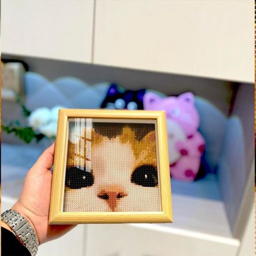 懶貓手作🎁 貓咪鑽石畫鑽石貼畫鑽石畫亮鑽爆閃diy可愛溫馨裝飾帶框高級感ins 手作材料包 手作禮物 交換禮物