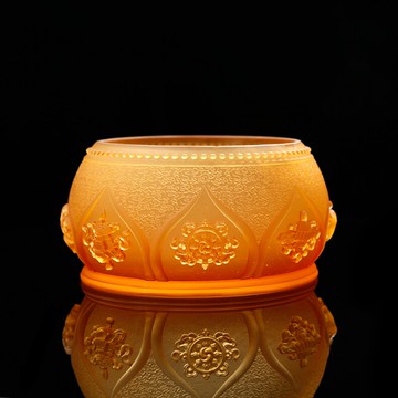 藏傳佛教密宗佛堂貢爐琥珀琉璃八吉祥熏香家用供佛觀音檀香爐