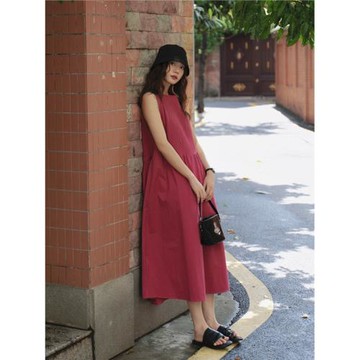 無袖背心連衣裙女士夏新款韓系寬松顯瘦梨型身材長款a字長裙子女