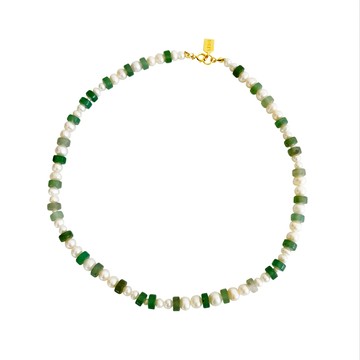 LESIS｜Green Aventurine With Pearl 綠東陵珍珠混搭項鍊