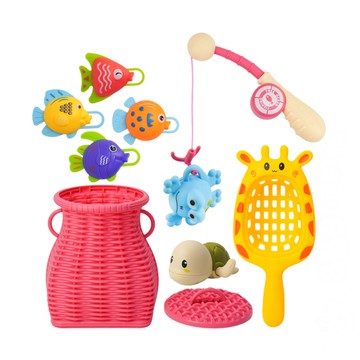 6入洗澡玩具釣釣樂+撈撈樂(附抓魚竹簍)【888便利購】