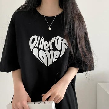 已售9642件💖Vuja de 純棉 t恤 短袖上衣女 愛心印花 T恤 韓國上衣 oversize T恤 潮流衣服 寬